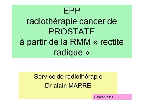Service de radiothérapie Dr alain MARRE