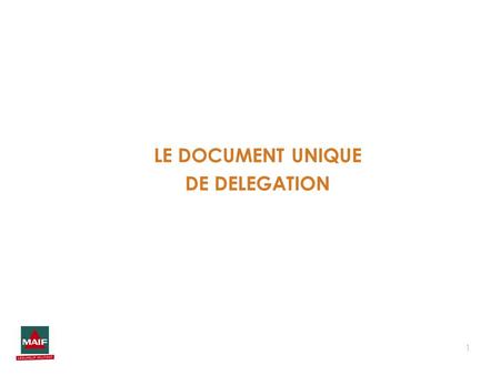 LE DOCUMENT UNIQUE DE DELEGATION