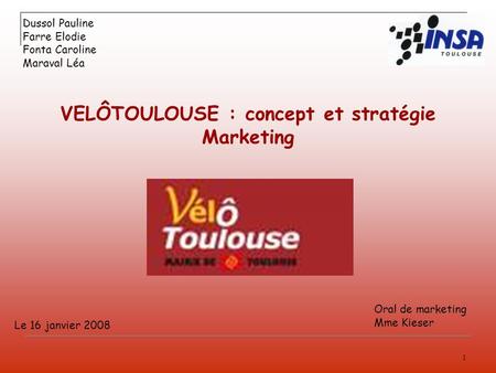 VELÔTOULOUSE : concept et stratégie Marketing