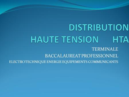 DISTRIBUTION HAUTE TENSION HTA