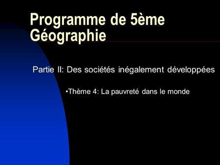Programme de 5ème Géographie