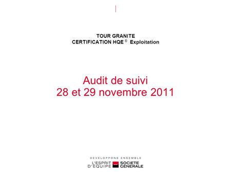 Audit de suivi 28 et 29 novembre 2011