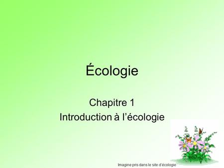 Chapitre 1 Introduction à l’écologie
