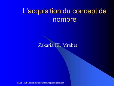 L'acquisition du concept de nombre