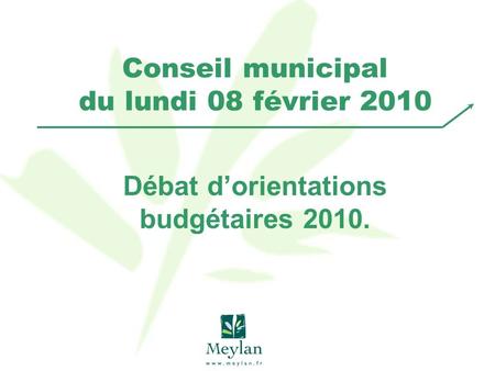 Débat d’orientations budgétaires 2010. Conseil municipal du lundi 08 février 2010.