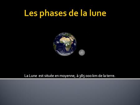 La Lune est située en moyenne, à km de la terre.