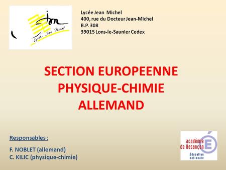 SECTION EUROPEENNE PHYSIQUE-CHIMIE ALLEMAND