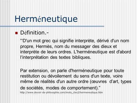 Herméneutique Définition.-