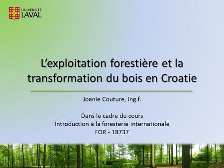 L’exploitation forestière et la transformation du bois en Croatie