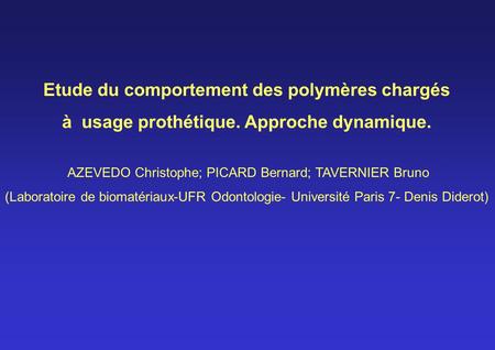 Etude du comportement des polymères chargés