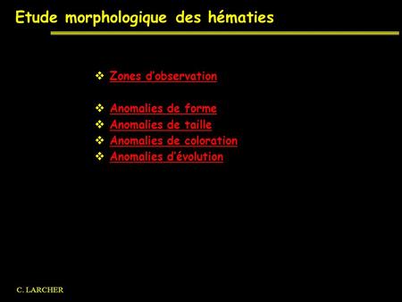Etude morphologique des hématies