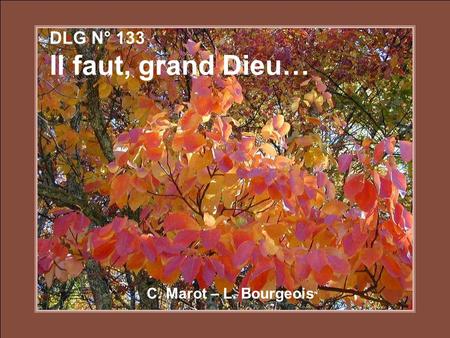 DLG N° 133 Il faut, grand Dieu… C. Marot – L. Bourgeois.