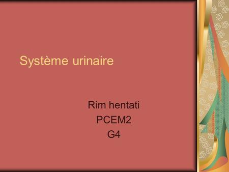 Système urinaire Rim hentati PCEM2 G4.