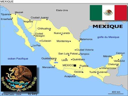 by Gary Le Mexique est un pays situé en Amérique du Nord. Il partage des frontières terrestres avec les États-Unis (3 326 km) au Nord et avec le Belize.