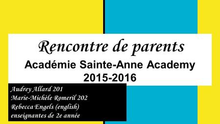 Rencontre de parents Académie Sainte-Anne Academy