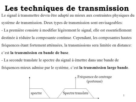 Les techniques de transmission