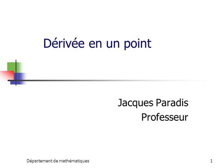 Jacques Paradis Professeur