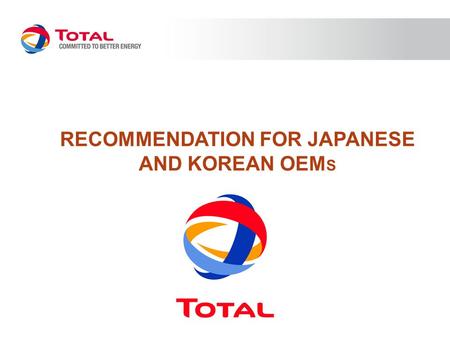 Recommendation for Japanese and Korean oems