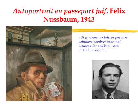 Autoportrait au passeport juif, Félix Nussbaum, 1943