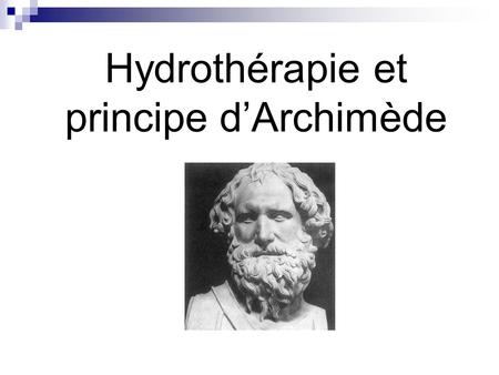 Hydrothérapie et principe d’Archimède