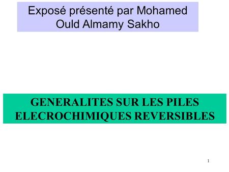 Exposé présenté par Mohamed Ould Almamy Sakho