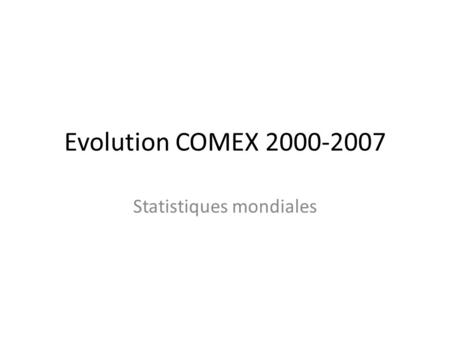 Evolution COMEX 2000-2007 Statistiques mondiales.