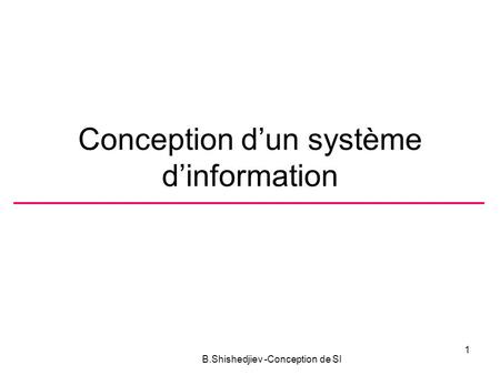 Conception d’un système d’information