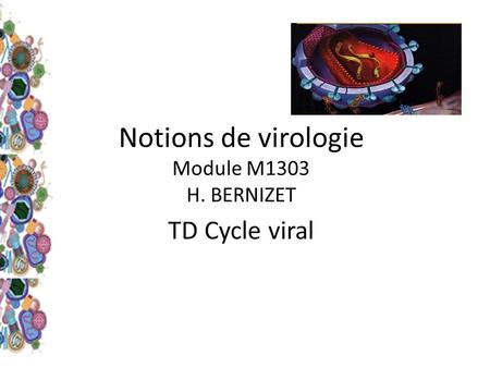 Notions de virologie Module M1303 H. BERNIZET