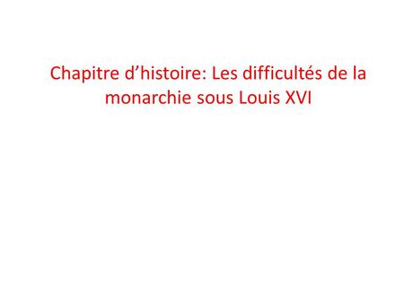 Chapitre d’histoire: Les difficultés de la monarchie sous Louis XVI