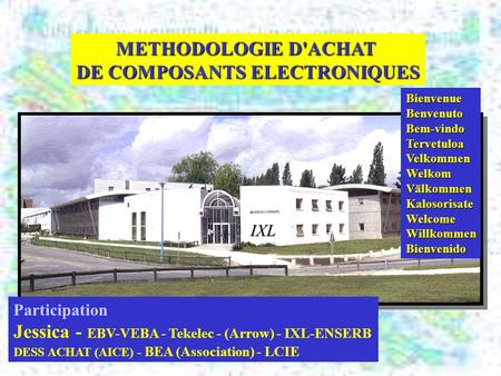 METHODOLOGIE D'ACHAT DE COMPOSANTS ELECTRONIQUES IXL Participation Jessica - EBV-VEBA - Tekelec - (Arrow) - IXL-ENSERB DESS ACHAT (AICE) - BEA (Association)