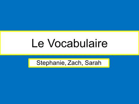 Le Vocabulaire Stephanie, Zach, Sarah. A Protest Une Manifestation.