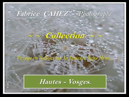Hautes - Vosges. Fabrice CAHEZ - Photographe. ~ ~ Collection ~ ~ Voyage en ballons sur la fameuse ligne bleue...