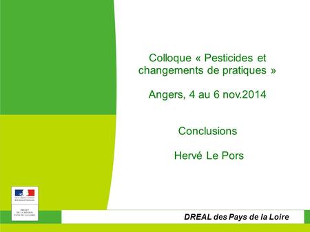Colloque « Pesticides et changements de pratiques »
