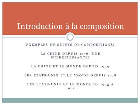 Introduction à la composition