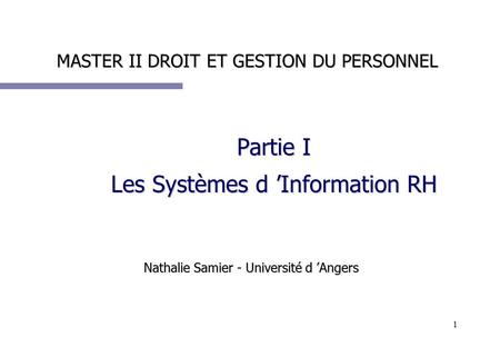 MASTER II DROIT ET GESTION DU PERSONNEL