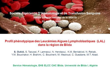 Société Algérienne D’Hématologie et de Transfusion Sanguine