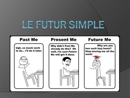 What is it Mademoiselle?  This is another way of conjugating verbs in the future! (Remember learning Futur proche? Aller + infinitive)