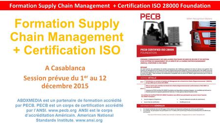 Formation Supply Chain Management + Certification ISO