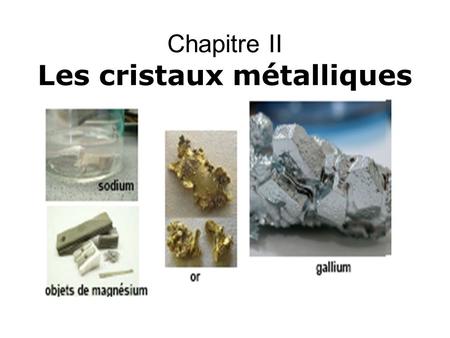 Chapitre II Les cristaux métalliques