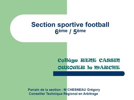 Section sportive football 6ème / 5ème