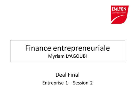 Finance entrepreneuriale Myriam LYAGOUBI