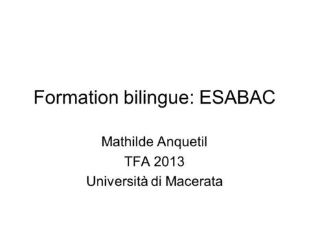 Formation bilingue: ESABAC