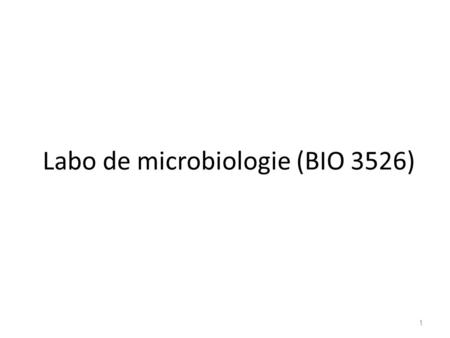 Labo de microbiologie (BIO 3526)