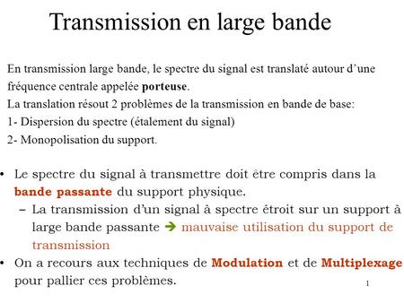 Transmission en large bande