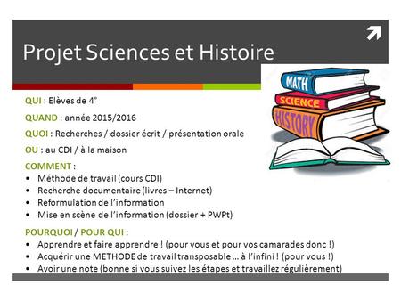 Projet Sciences et Histoire