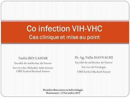 Co infection VIH-VHC Cas clinique et mise au point