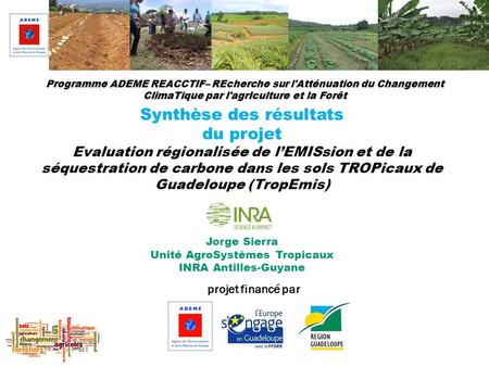 Séminaire d’animation des projets C du sol 15 mai 2014 Programme ADEME REACCTIF– REcherche sur l'Atténuation du Changement ClimaTique par l'agrIculture.