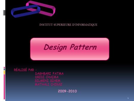 INSTITUT SUPERIEURE D’INFORMATIQUE Design Pattern 2009-2010 1.
