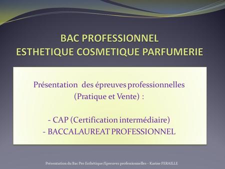 BAC PROFESSIONNEL ESTHETIQUE COSMETIQUE PARFUMERIE