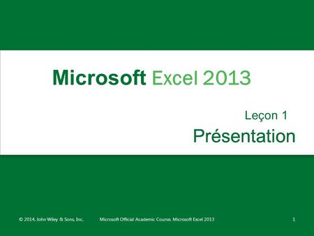 Microsoft Official Academic Course, Microsoft Excel 2013